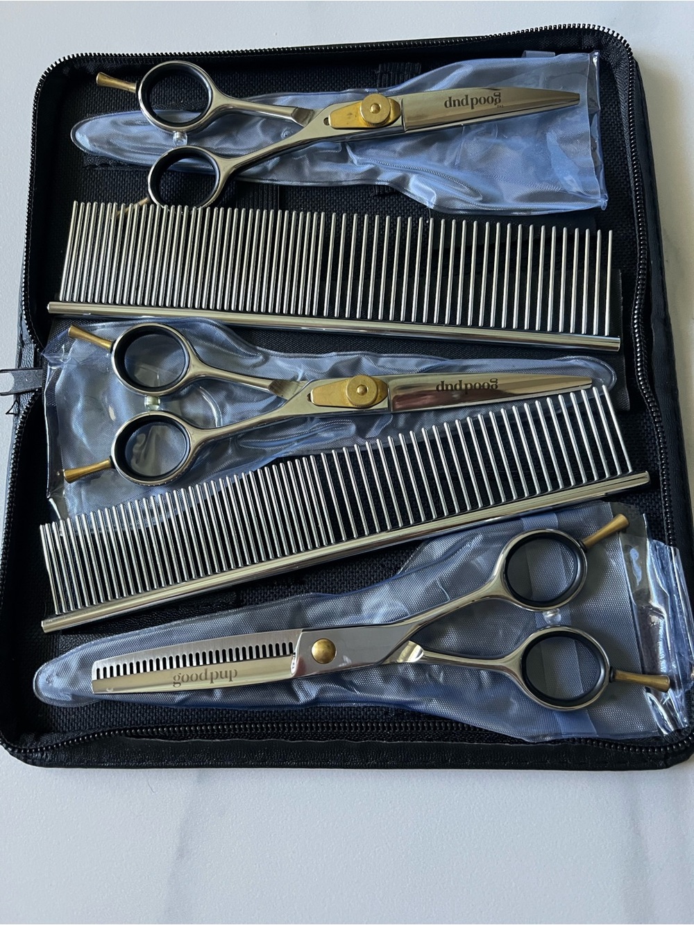 Good Pup GroominStainless Steel Silver & Gold Hair Scissors and Comb Set NWOT